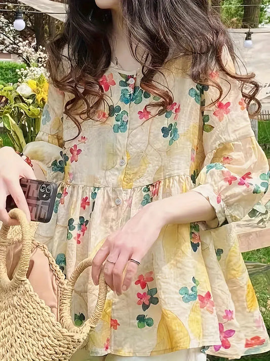 Floral Polyester Blouse Floral