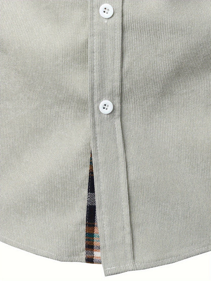Men's Lapel Shirt, Casual Button Up Long Sleeve Shirt For Summer Fall Business