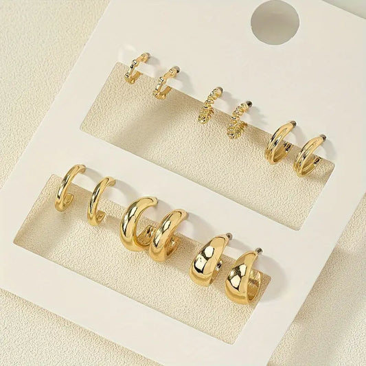 Modern Earrings with Gold-tone