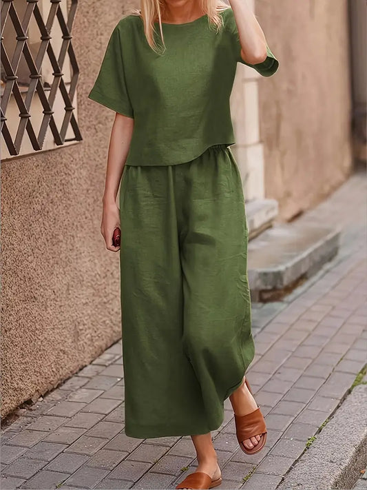 Solid Polyester Pants