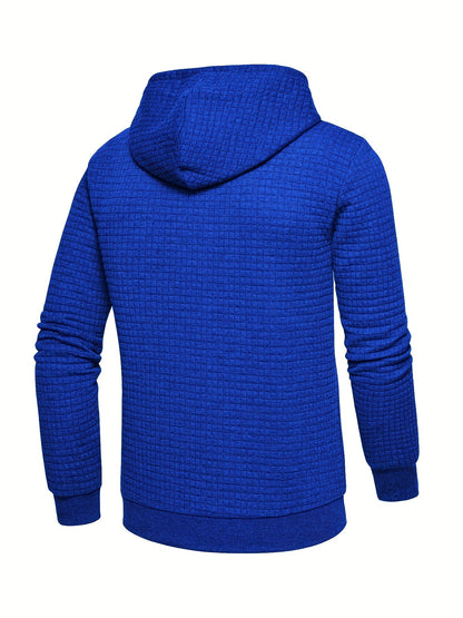 Men's Sporty Hooded Sweatshirt - Navy Blue with Copper Bow Accents, Regular Fit, Machine Washable, High-Quality Fabric for Casual & Athletic Wear, Sweater Hoodie, Everyday Comfort, Textured Knit Fabric