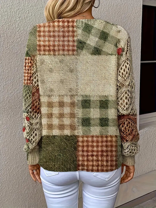 Floral Knit Sweater Graceful Autumn And