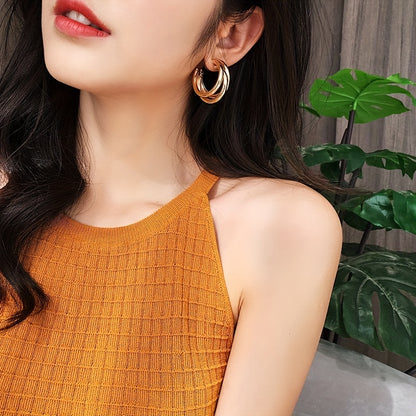 Modern Earrings with Silver-tone