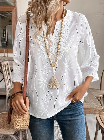 Floral Polyester Blouse Wearing Floral
