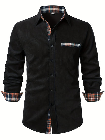 Men's Lapel Shirt, Casual Button Up Long Sleeve Shirt For Summer Fall Business