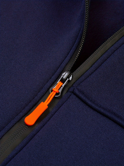 Men'S Heavyweight Hooded Jacket - Full-Zip Front Closure, Hooded Sportswear Coat for Gym, Running, Casual Outfits - Machine Washable Outerwear for Fall/Winter - Available in Black/Gray/Blue/Red/ - Ideal for Everyday & Formal Events,