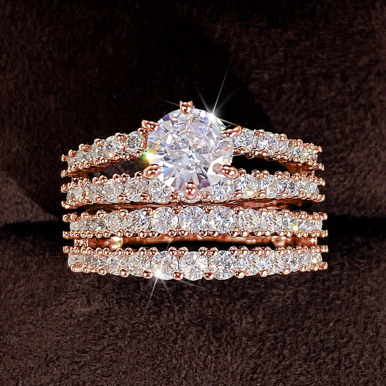 Vintage 2-Piece Ring Set with Gold-tone
