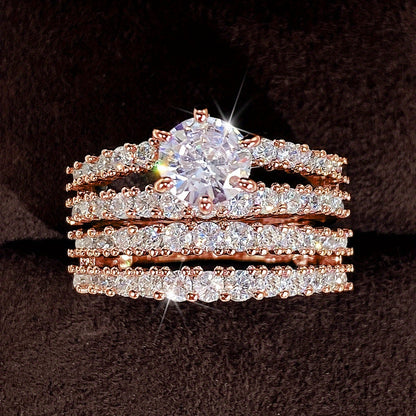 Vintage 2-Piece Ring Set with Gold-tone