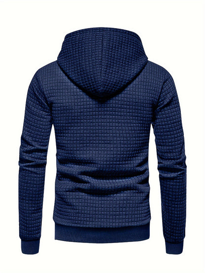 Men's Sporty Hooded Sweatshirt - Navy Blue with Copper Bow Accents, Regular Fit, Machine Washable, High-Quality Fabric for Casual & Athletic Wear, Sweater Hoodie, Everyday Comfort, Textured Knit Fabric