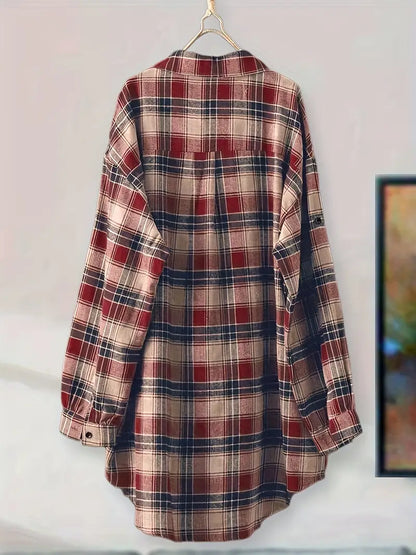 Plaid Polyester Blouse