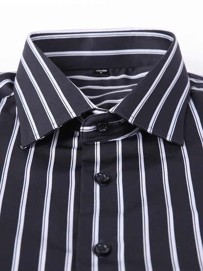Classic Plaid Design Men's Formal Long Sleeve Shirt, Men's Button Up Shirt For Business Formal Occasions, Gift For Men