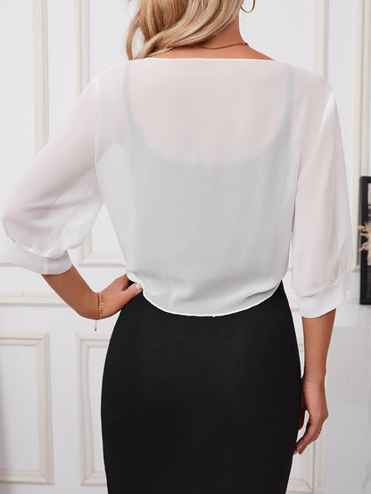[Lightweight and Breathable] Elegant Shawl Wrap with Tie-Front Detail | Polyester | Lightweight and Breathable | Dress Accessory | Spring/Summer/Fall Events | Chic