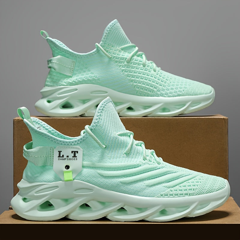 Men'S Fashion Sneakers, Casual Athletic Shoes with Striped Pattern, Round Toe, Lace-Up Closure, Fabric Upper, MD Sole, All-Season Sports Footwear