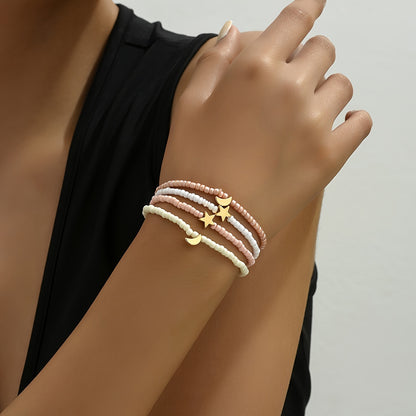 Boho 4-Piece Necklace & Bracelet Set with Polished finish