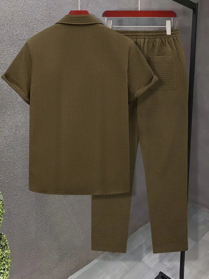 Polyester Button-Up Short Sleeve Shirt