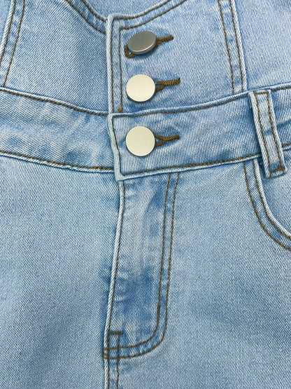 Timeless Blue Cotton Pants with Zip