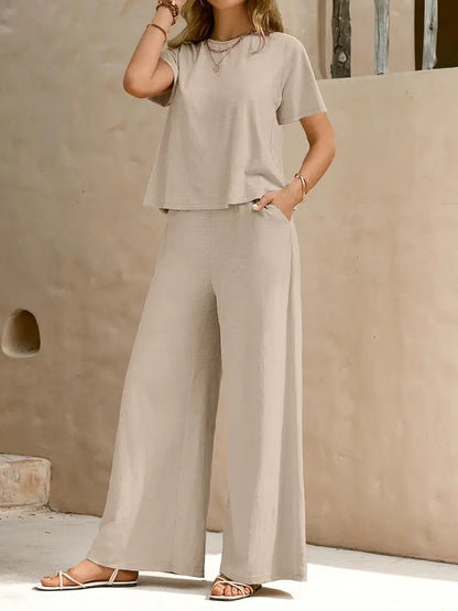 Solid Polyester Sweater 2-Piece Set