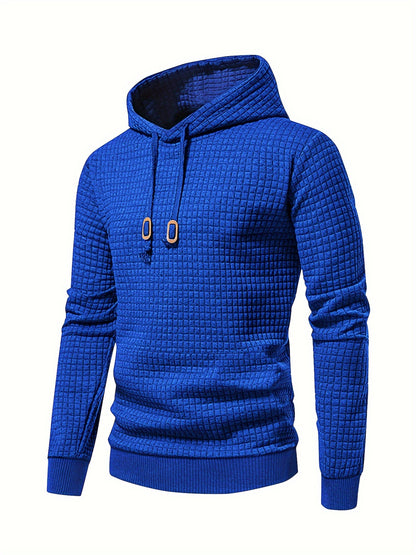 Men's Sporty Hooded Sweatshirt - Navy Blue with Copper Bow Accents, Regular Fit, Machine Washable, High-Quality Fabric for Casual & Athletic Wear, Sweater Hoodie, Everyday Comfort, Textured Knit Fabric