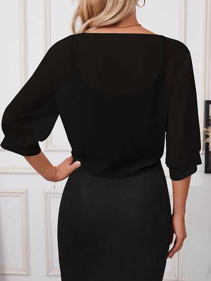 [Lightweight and Breathable] Elegant Shawl Wrap with Tie-Front Detail | Polyester | Lightweight and Breathable | Dress Accessory | Spring/Summer/Fall Events | Chic
