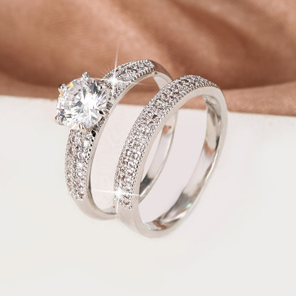 Modern 2-Piece Ring Set with Gold-tone