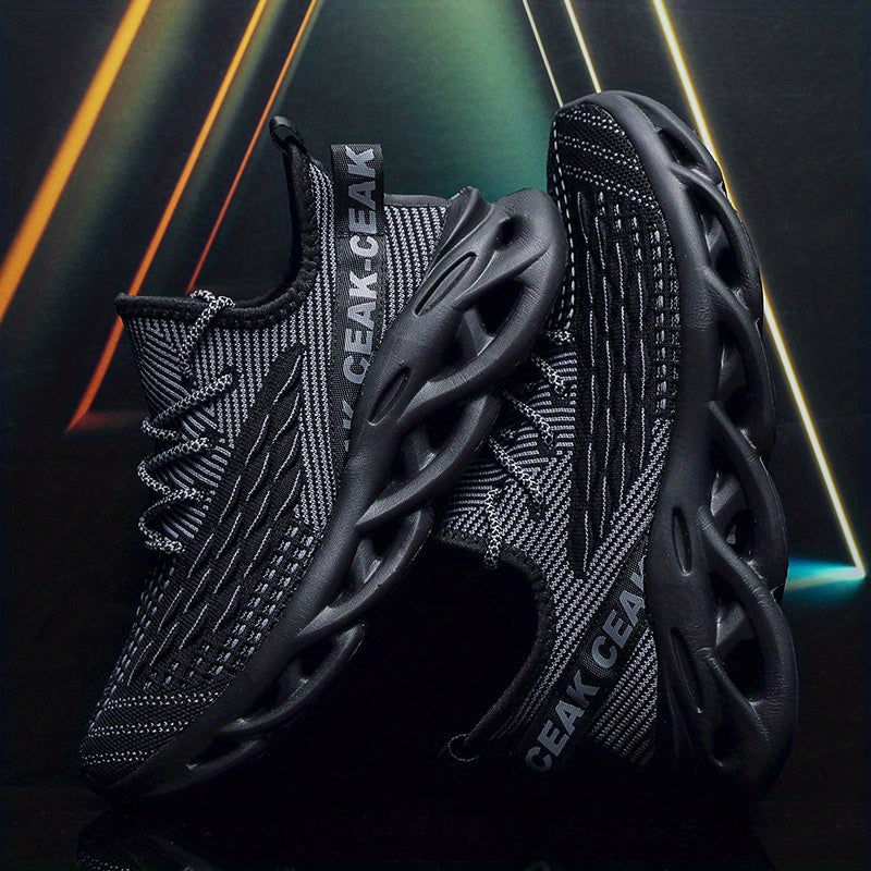 Men'S Fashion Sneakers, Casual Athletic Shoes with Striped Pattern, Round Toe, Lace-Up Closure, Fabric Upper, MD Sole, All-Season Sports Footwear