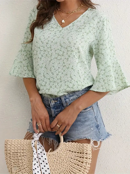 Floral Polyester Blouse Floral Print