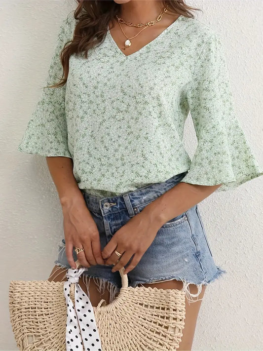 Floral Polyester Blouse Floral Print