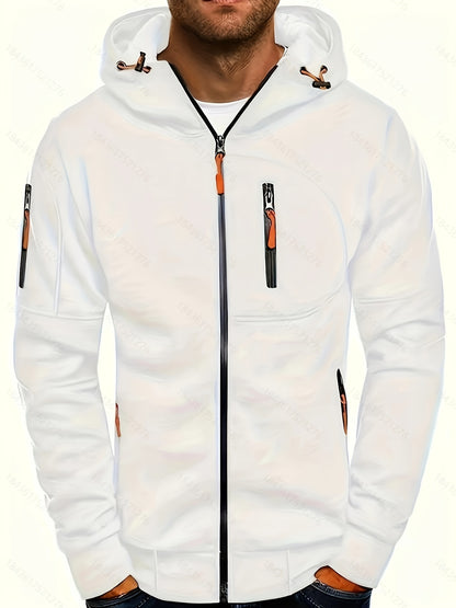 Men'S Heavyweight Hooded Jacket - Full-Zip Front Closure, Hooded Sportswear Coat for Gym, Running, Casual Outfits - Machine Washable Outerwear for Fall/Winter - Available in Black/Gray/Blue/Red/ - Ideal for Everyday & Formal Events,
