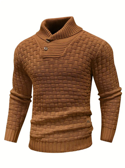Polyester Knit Button-Up Long Sleeve Sweater