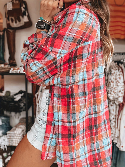 Targeted Development of a Red, Blue, And Multicolored Casual Checkered Shirt.