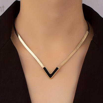 Modern Necklace with Gold-tone
