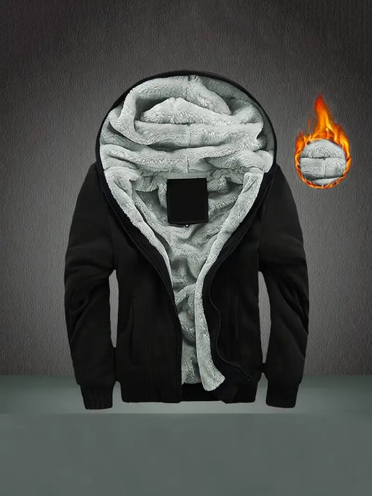 Fleece Polyester Knit Hooded Zip Long Sleeve Hoodie