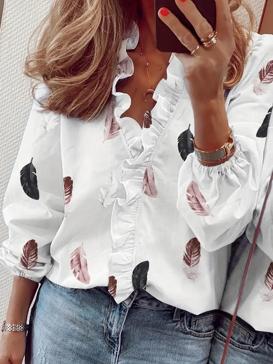 Long V-Neck Blouse