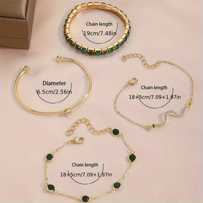 Vintage 4-Piece Necklace & Bracelet Set with Sparkling stones