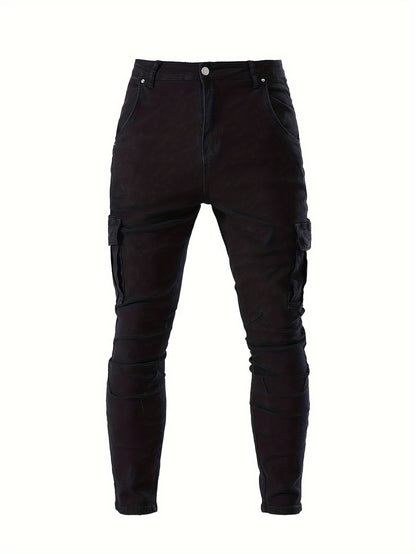 Men's Skinny Jeans - Stretch Work Pants with Slim Fit, All-Season Stretch Denim for Casual & Formal Outfits - Non-See-Through Streetwear Trousers, Versatile Clothing, Contemporary Fashion, Durable Fabric, Stylish Bottoms, Urban Style