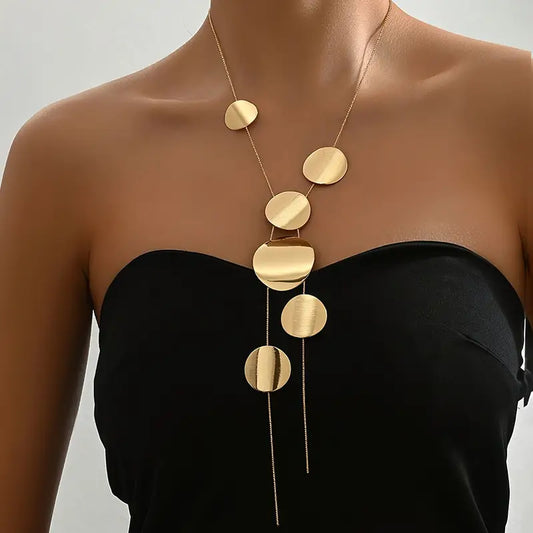 Modern Necklace with Gold-tone
