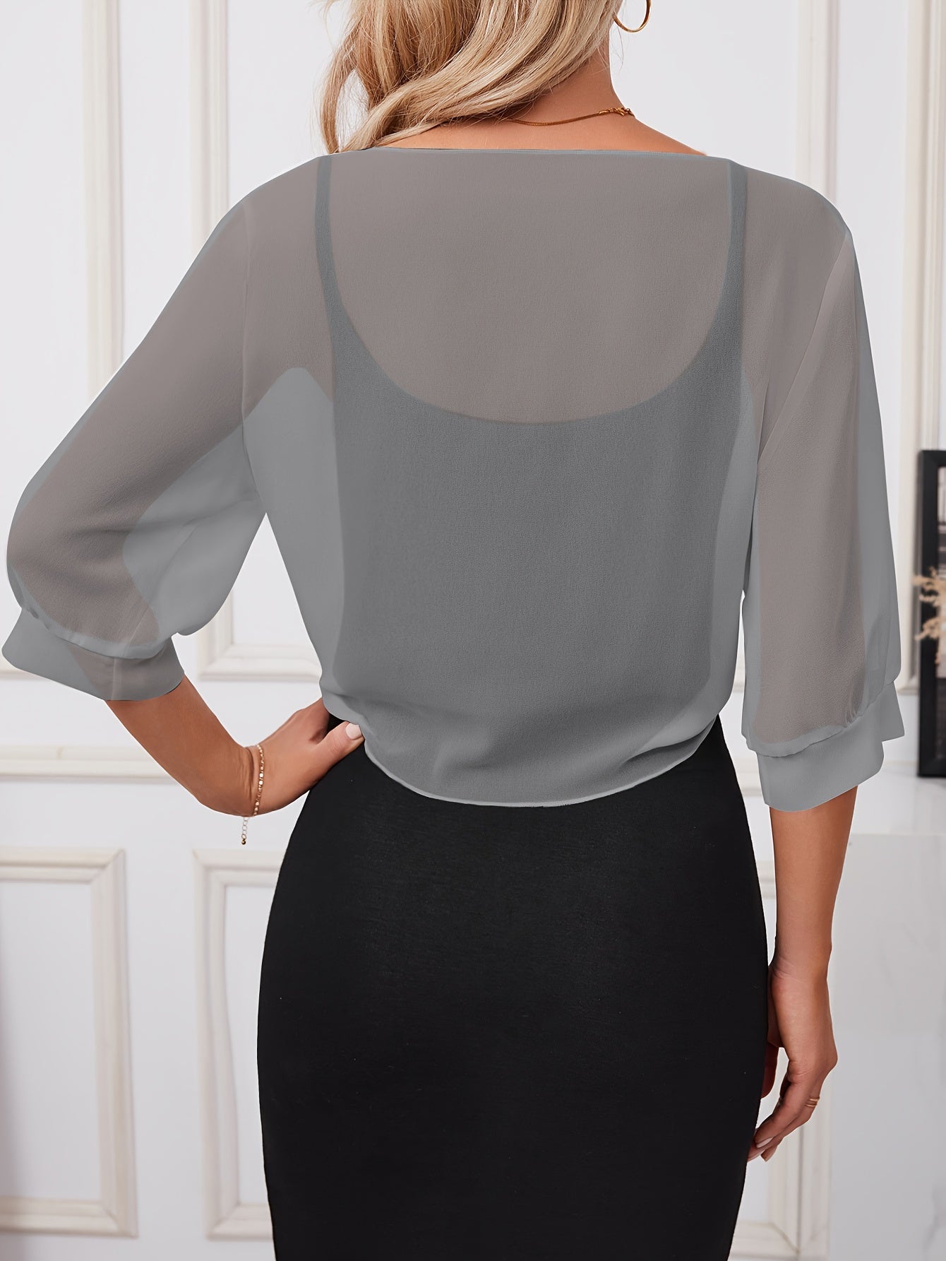 [Lightweight and Breathable] Elegant Shawl Wrap with Tie-Front Detail | Polyester | Lightweight and Breathable | Dress Accessory | Spring/Summer/Fall Events | Chic