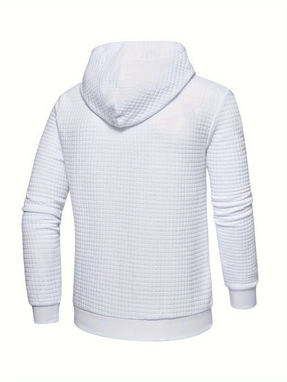 Men's Sporty Hooded Sweatshirt - Navy Blue with Copper Bow Accents, Regular Fit, Machine Washable, High-Quality Fabric for Casual & Athletic Wear, Sweater Hoodie, Everyday Comfort, Textured Knit Fabric