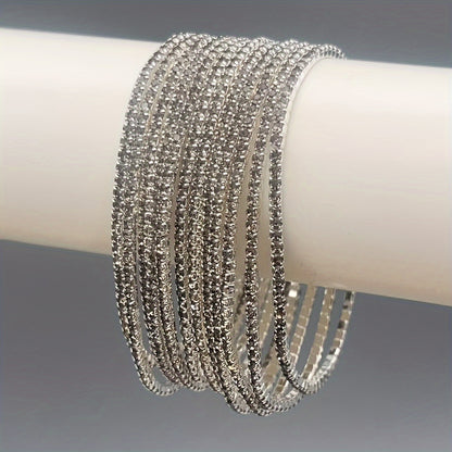 Modern 12-Piece Bracelet Set with Gold-tone