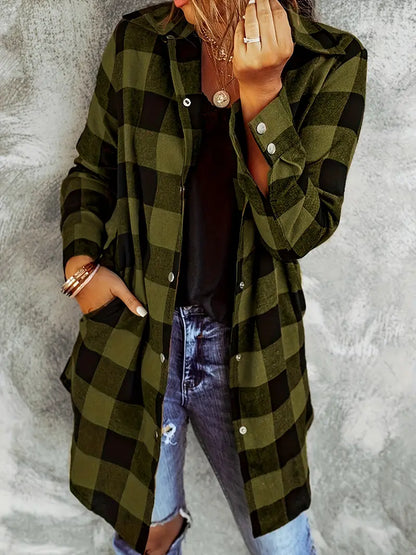Plaid Polyester Blouse