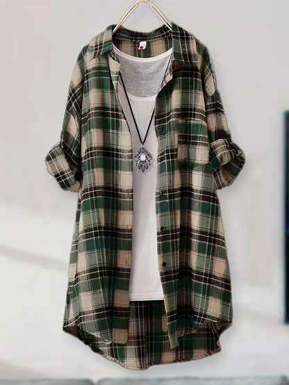 Plaid Polyester Blouse