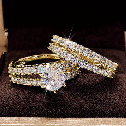 Vintage 2-Piece Ring Set with Gold-tone
