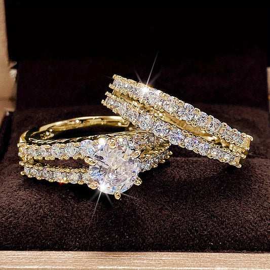Vintage 2-Piece Ring Set with Gold-tone