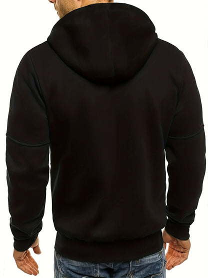 Men'S Heavyweight Hooded Jacket - Full-Zip Front Closure, Hooded Sportswear Coat for Gym, Running, Casual Outfits - Machine Washable Outerwear for Fall/Winter - Available in Black/Gray/Blue/Red/ - Ideal for Everyday & Formal Events,