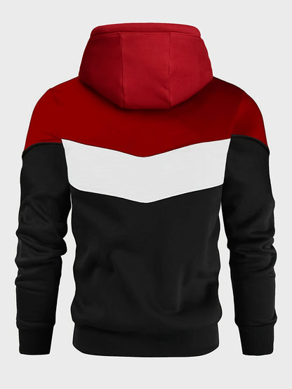 Color Block Hoodie, Cool Hoodies For Men, Men's Casual Classic Design Pullover Hooded Sweatshirt With Kangaroo Pocket Streetwear For Winter Fall, As Gift