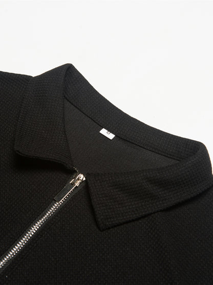 Men's Solid Short Sleeve Zipper Shirt, Casual Male Shirt For Summer Outdoor, Gift For Men