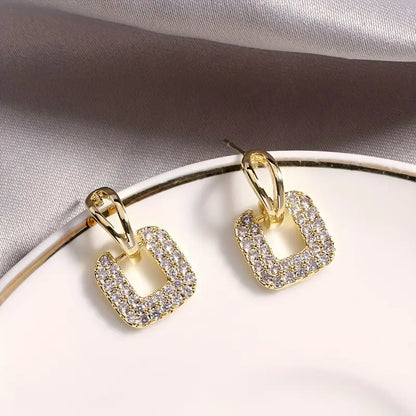 Modern Earrings with Gold-tone