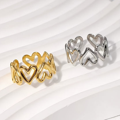 Modern 1-Piece Ring Set with Gold-tone