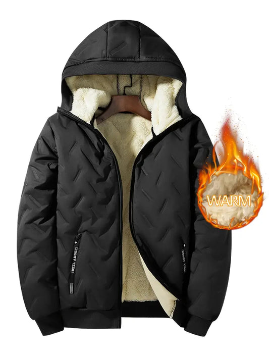 Fleece Polyester Hooded Zip Long Sleeve Jacket