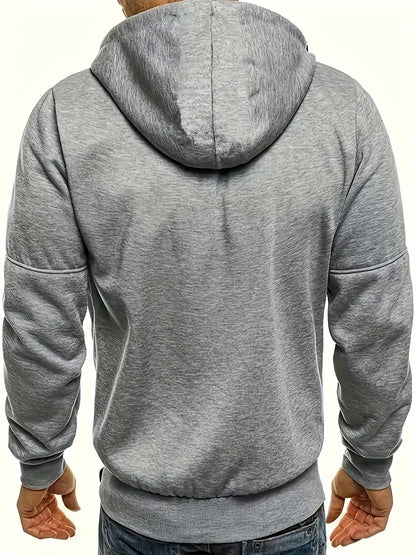 Men'S Heavyweight Hooded Jacket - Full-Zip Front Closure, Hooded Sportswear Coat for Gym, Running, Casual Outfits - Machine Washable Outerwear for Fall/Winter - Available in Black/Gray/Blue/Red/ - Ideal for Everyday & Formal Events,